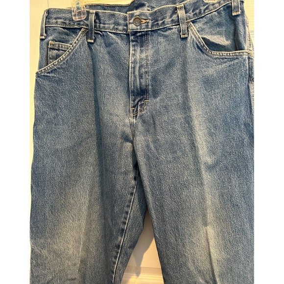 Vintage 90s Dickies Relaxed Fit Carpenter Denim Jeans 34 X 32 Cotton Straight - Picture 3 of 7